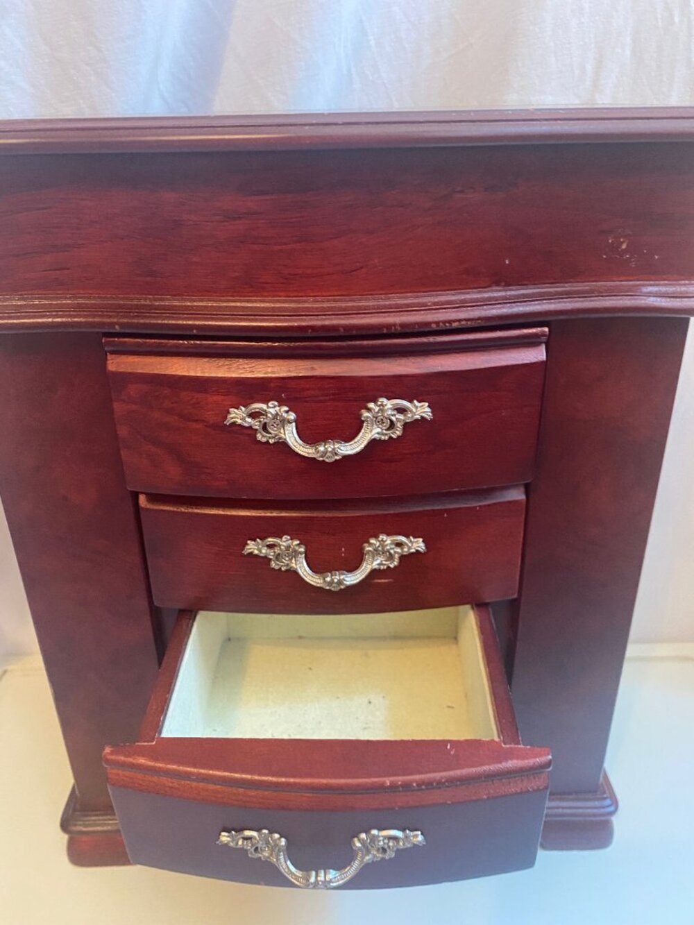 Vintage Croft & Barrow Wooden Jewelry Armoire JX2502 Mirror 4 Drawers - Picture 3 of 10